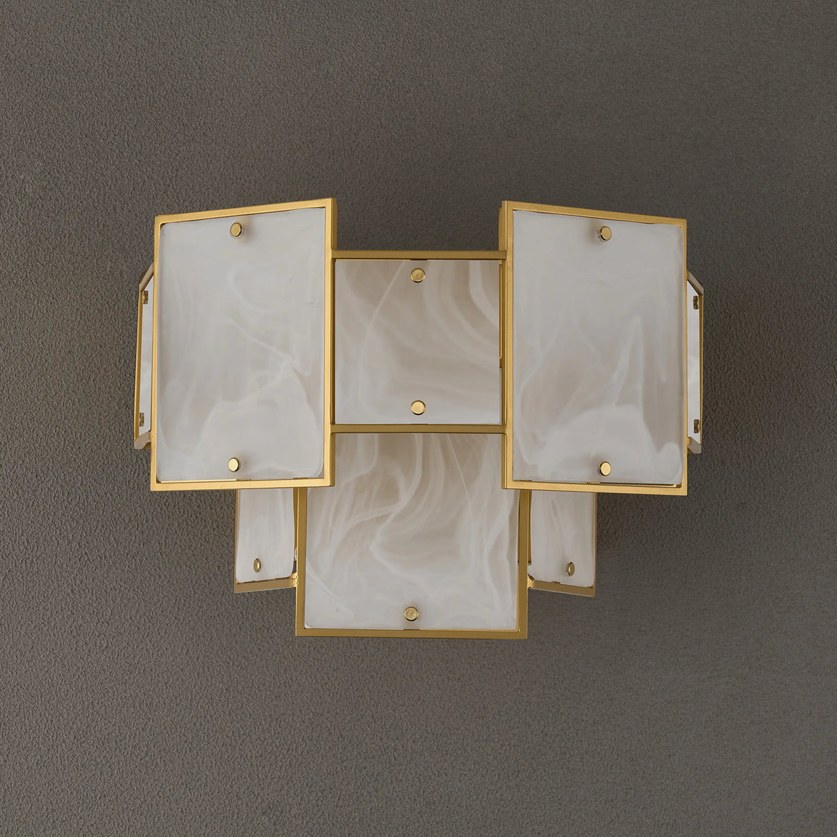 Fabula Wells Switched Wall Light White Alabaster Glass – 35 cm – Gold & White Frosted