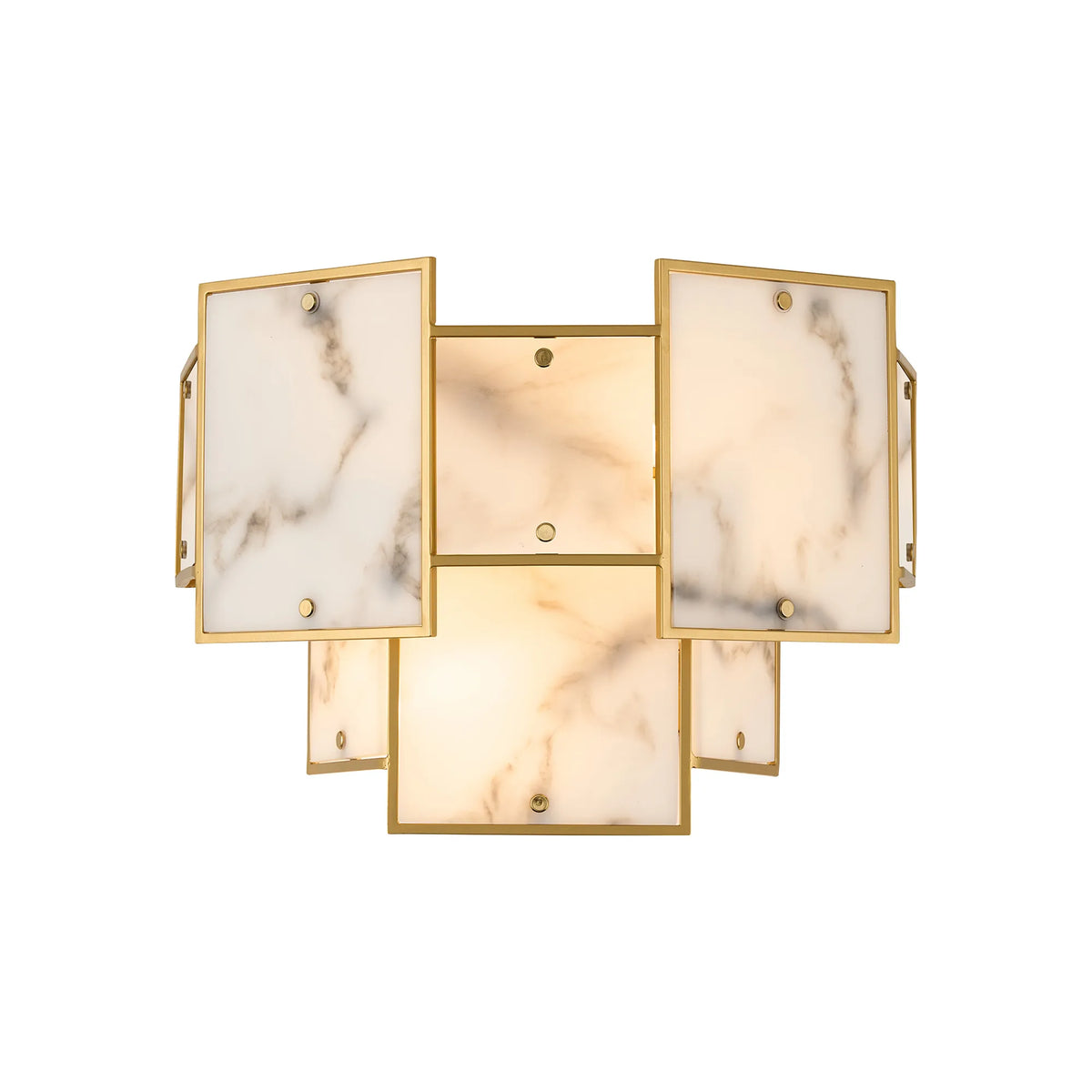 Fabula Wells Switched Wall Light Faux Alabaster – 35 cm – Gold & Grey
