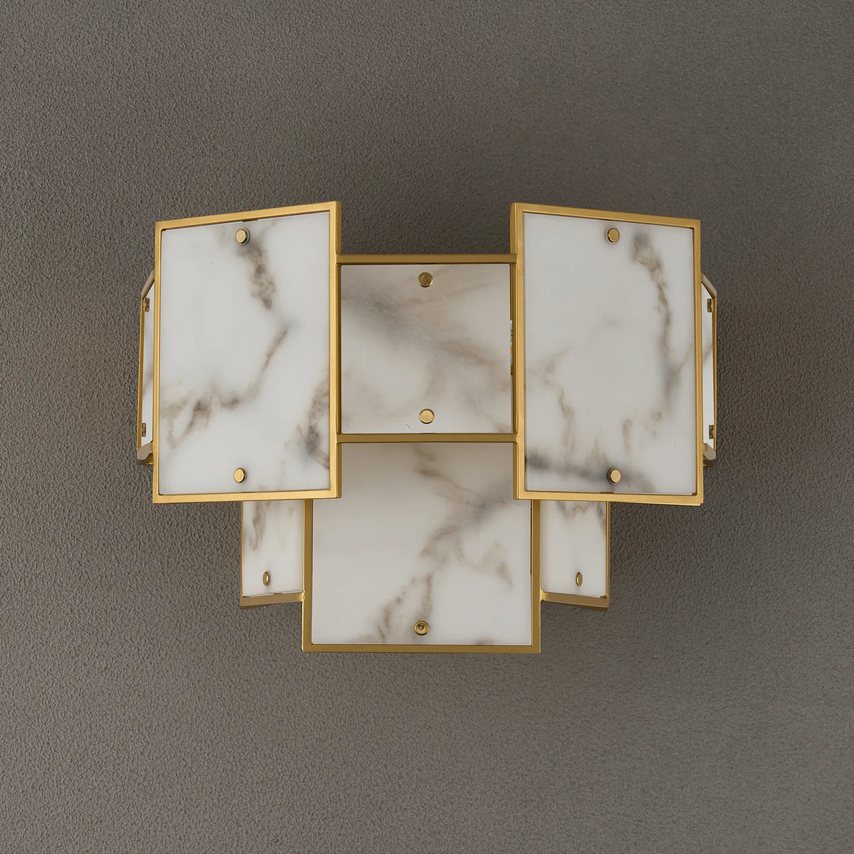 Fabula Wells Switched Wall Light Faux Alabaster – 35 cm – Gold & Grey