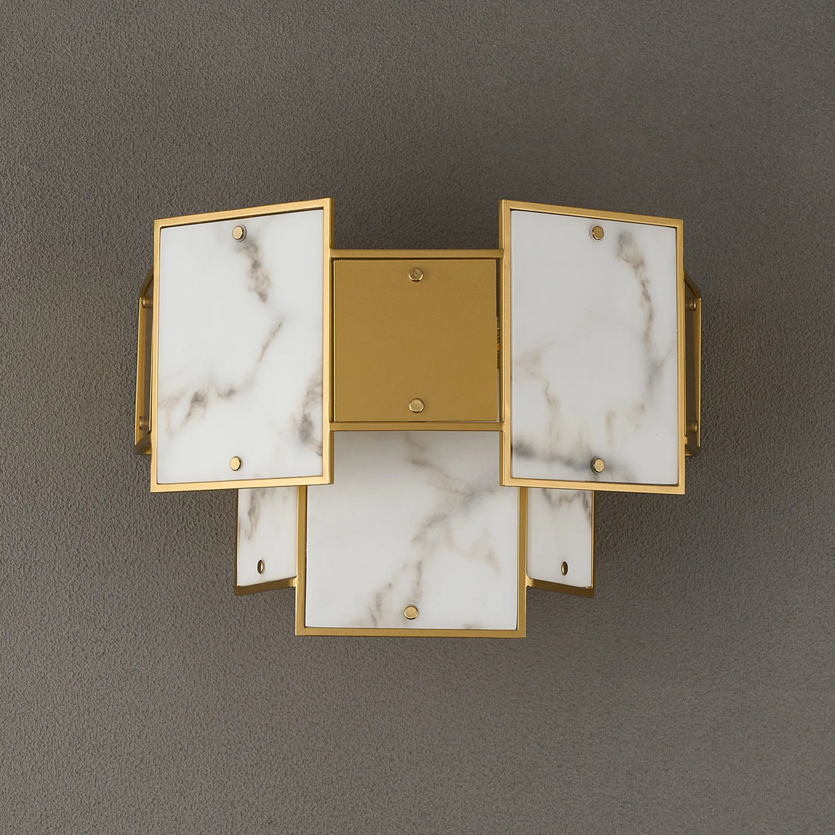 Fabula Wells Switched Wall Light Faux Alabaster & Metal – 35 cm – Gold & Grey