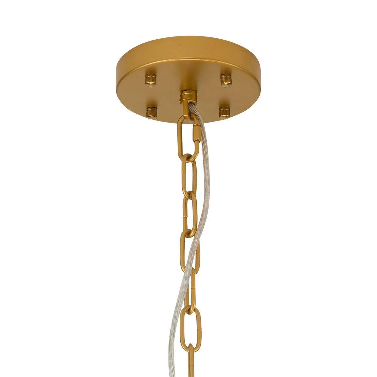 Fabula Wells Round /Semi Flush Faux Alabaster & Metal Pendant Light – Gold & Brown