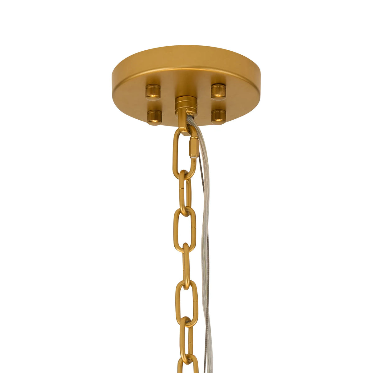 Fabula Wells Round /Semi Flush Faux Alabaster & Metal Pendant Light – Gold & Grey