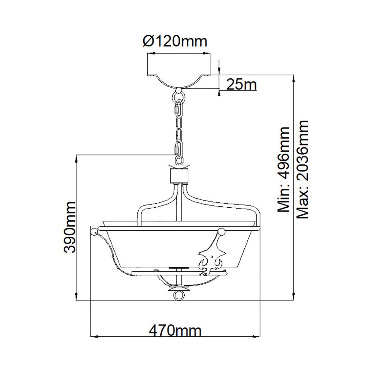 Elstead Windsor 3 Light Semi-Flush Fitting - Graphite