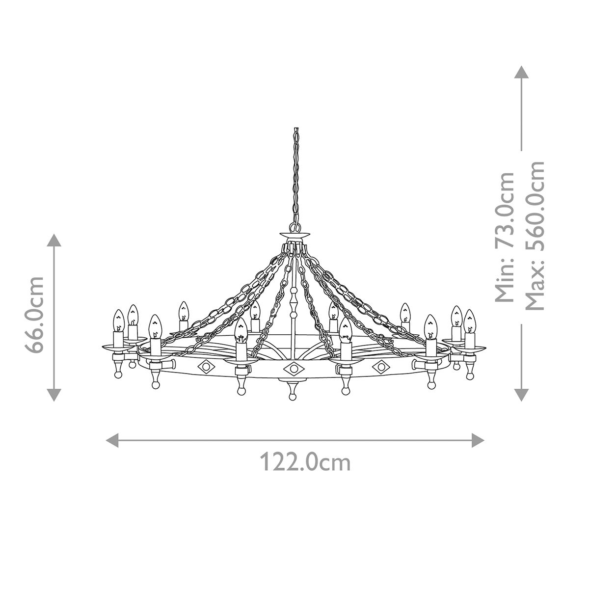 Elstead Warwick 12 Light Chandelier - Graphite Black