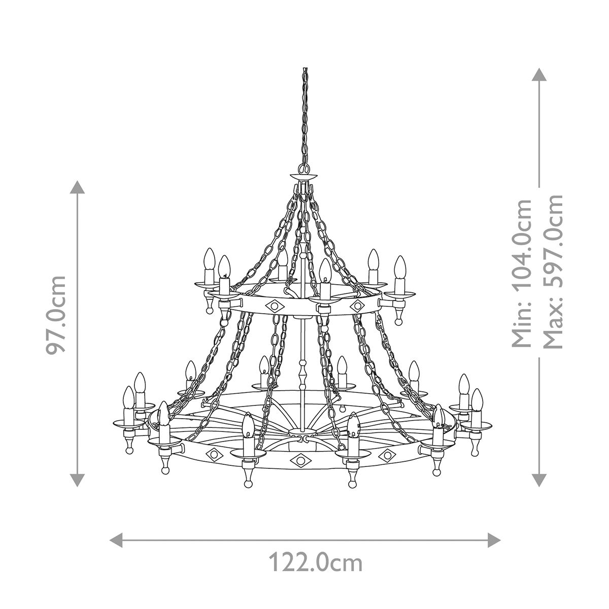 Elstead Warwick 18 Light Chandelier - Graphite Black