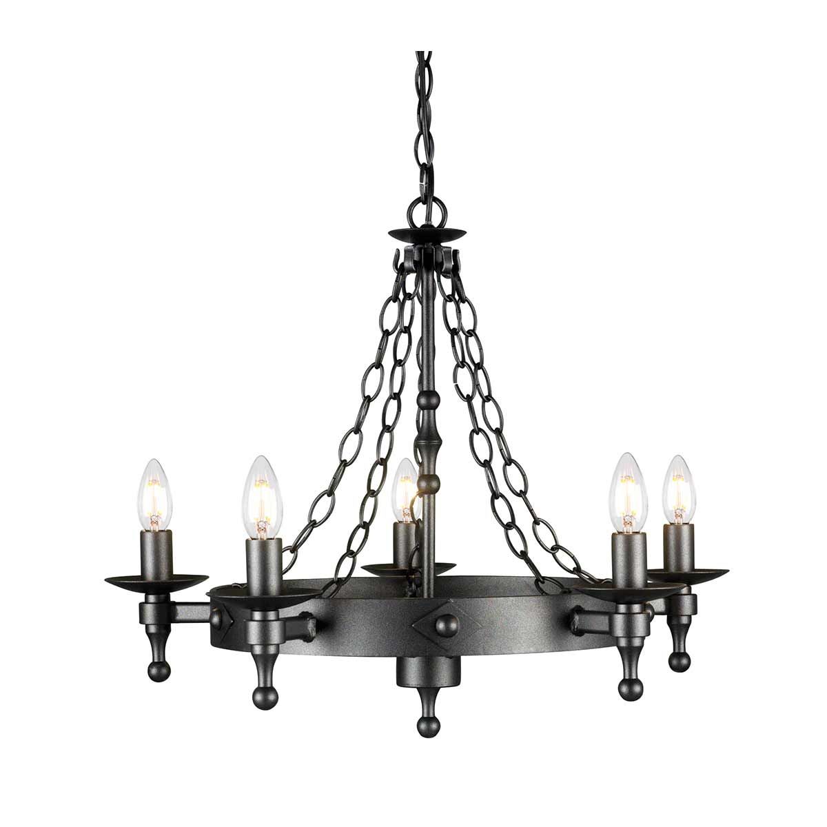 Elstead Warwick 5 Light Chandelier - Graphite Black