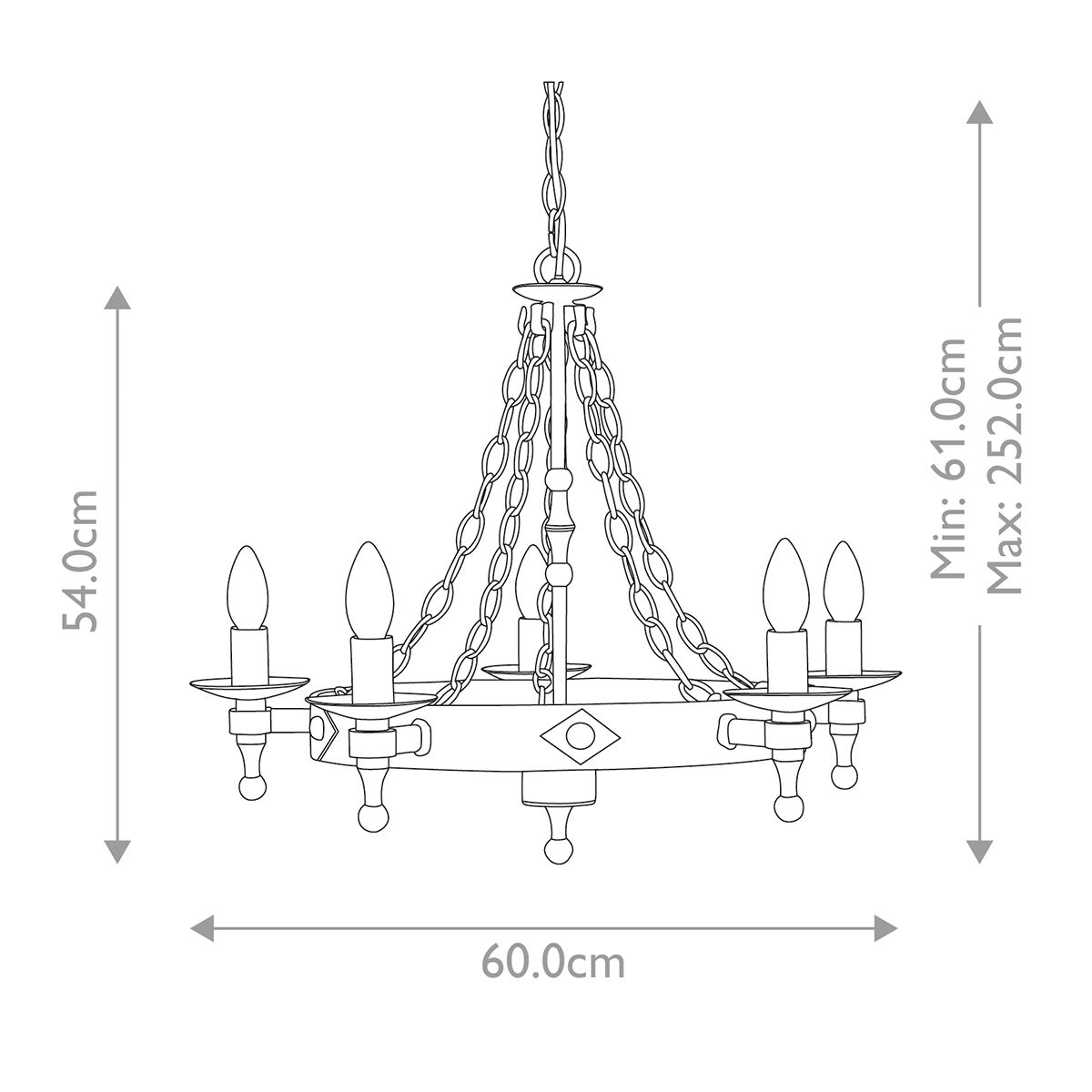 Elstead Warwick 5 Light Chandelier - Graphite Black