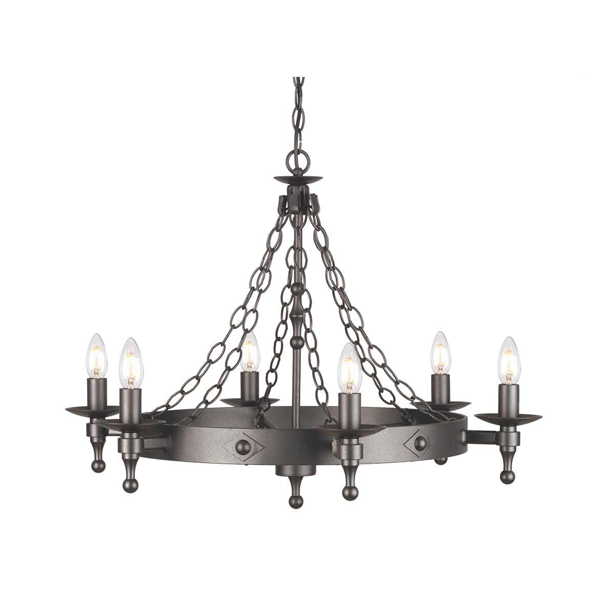 Elstead Warwick 6 Light Chandelier - Graphite Black