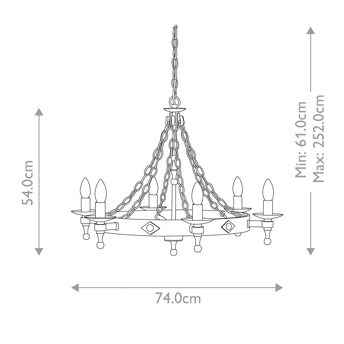 Elstead Warwick 6 Light Chandelier - Graphite Black