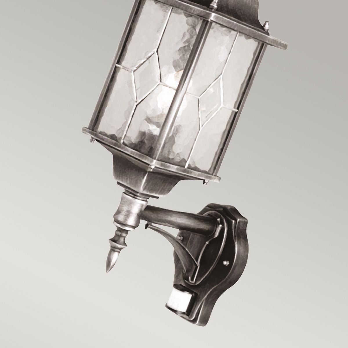 Elstead Wexford Single Up Wall Lantern with PIR - Black & Silver