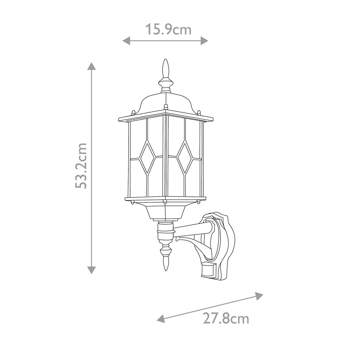 Elstead Wexford Single Up Wall Lantern with PIR - Black & Silver