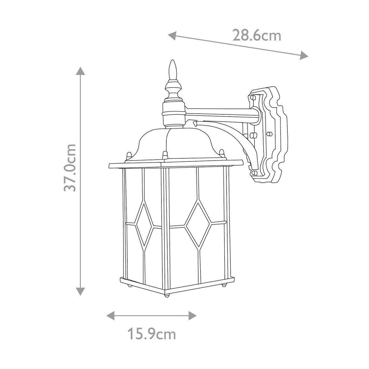 Elstead Wexford Single Down Wall Lantern - Black & Silver