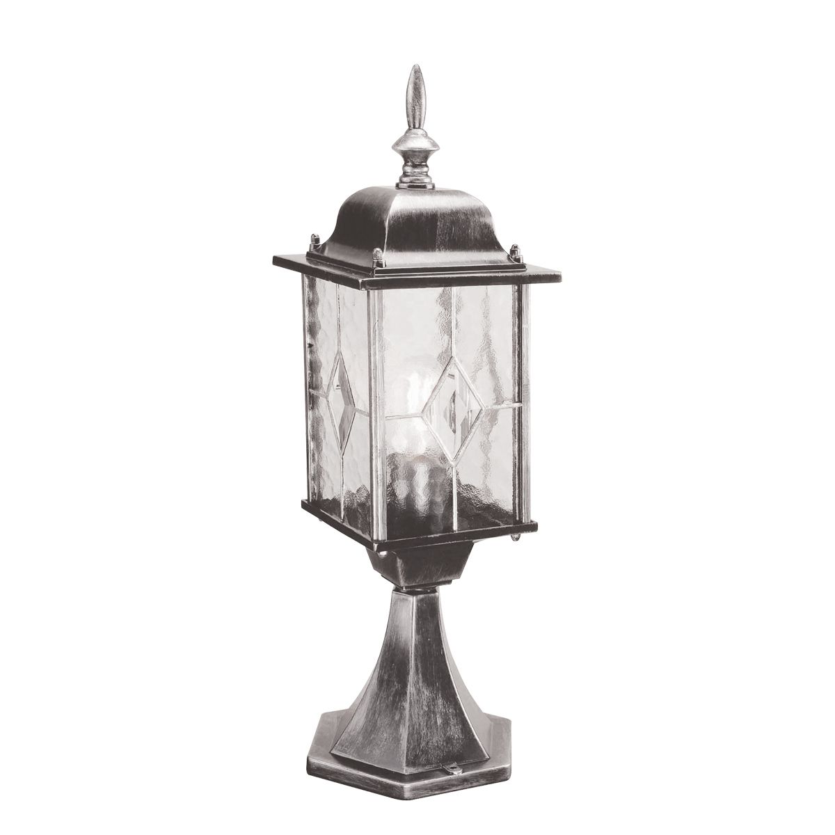 Elstead Wexford Single Pedestal Lantern - Black & Silver