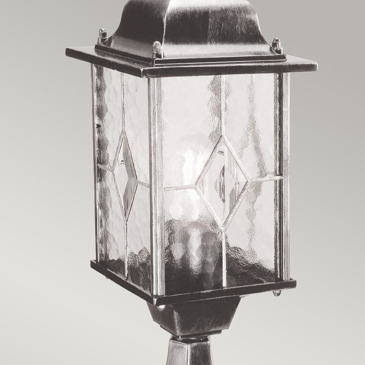 Elstead Wexford Single Pedestal Lantern - Black & Silver