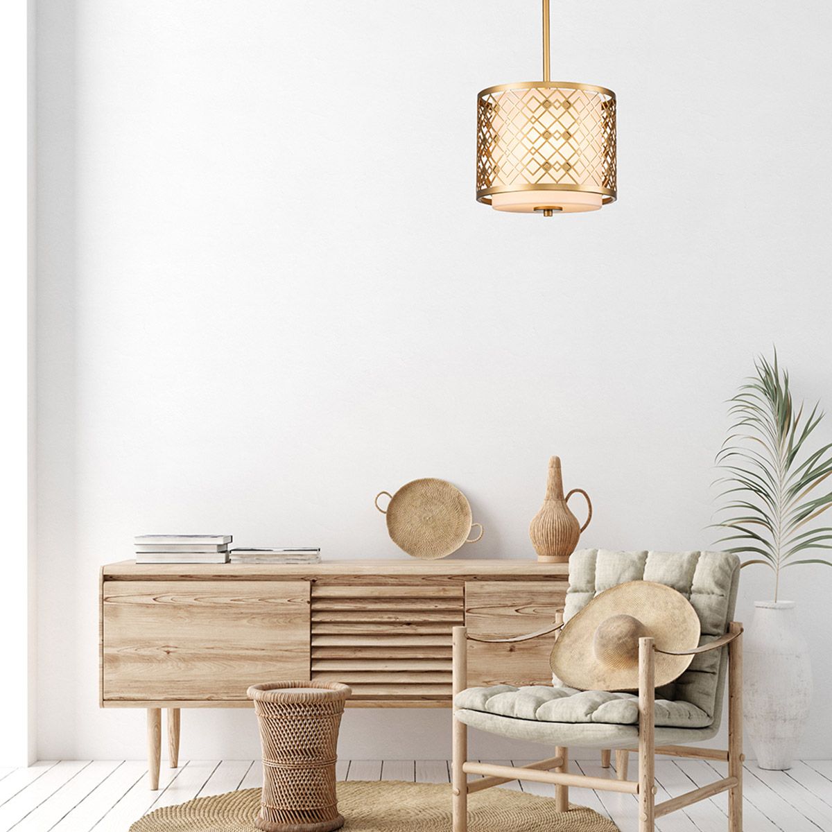 Elstead Ziggy 1 Light Small Pendant - Lacquered Gold