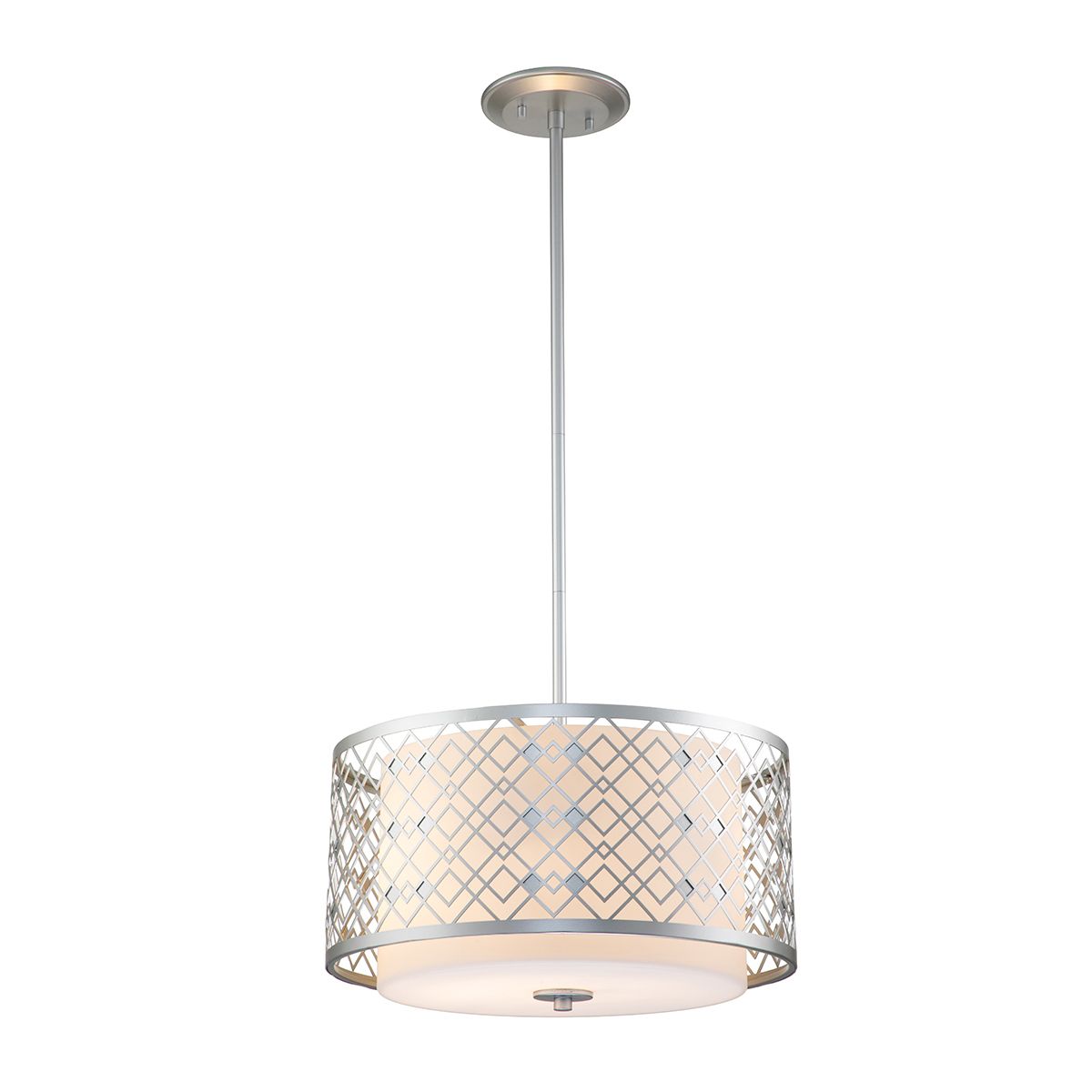 Elstead Ziggy 2 Light Medium Pendant - Lacquered Silver