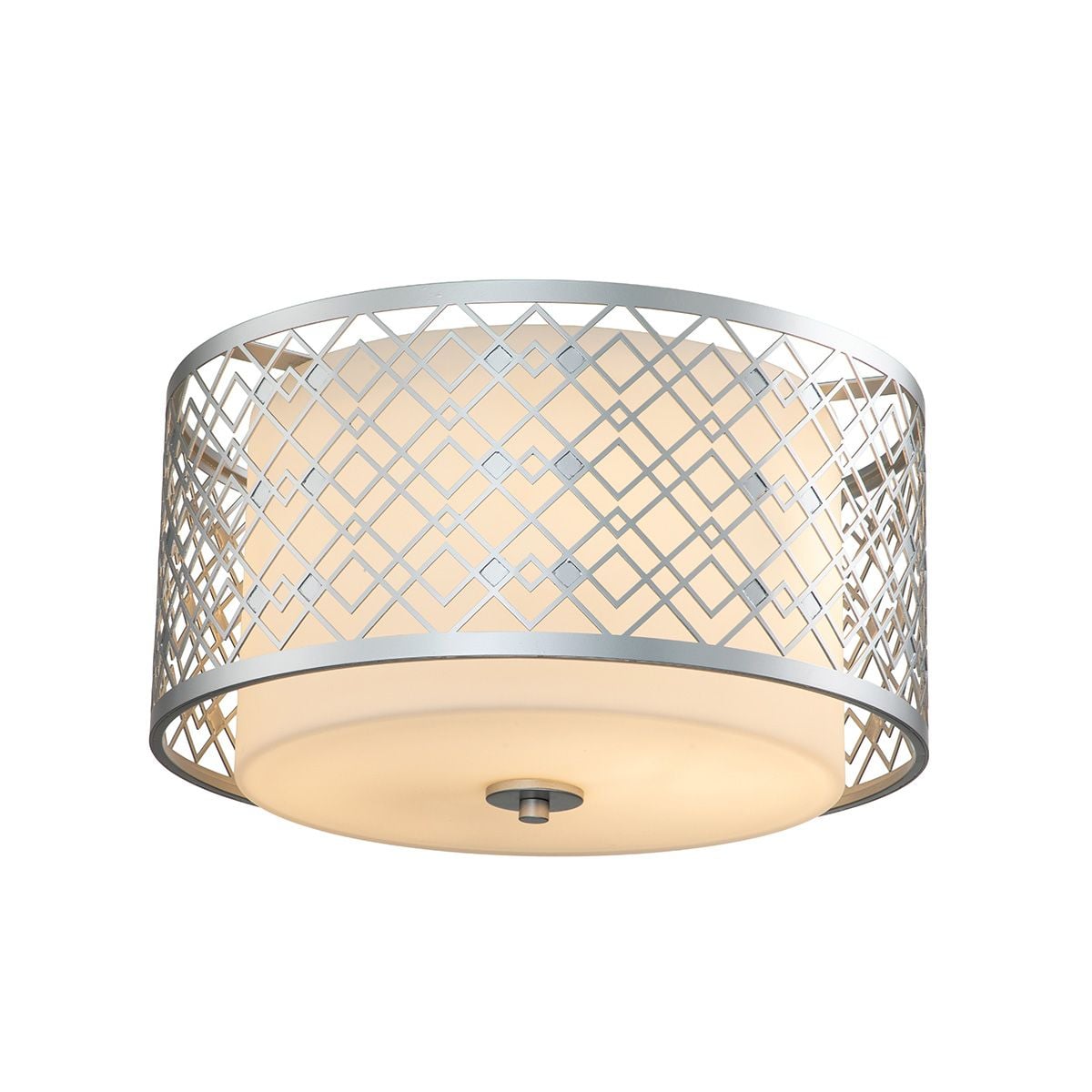 Elstead Ziggy 2 Light Medium Flush - Lacquered Silver