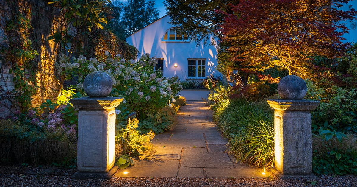 Exterior lighting scheme designed and installed by Moonlight Design using Hunza outdoor lights