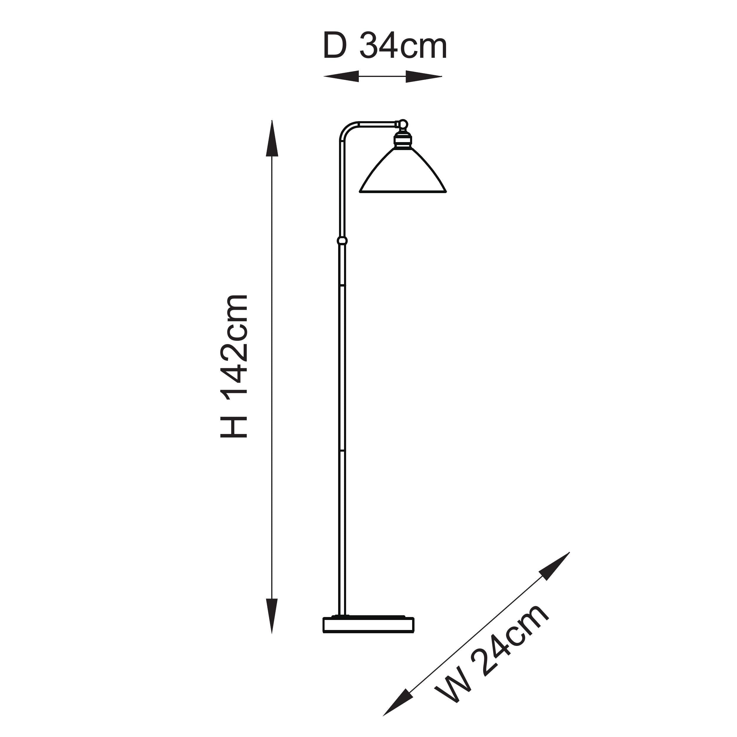 Utopia Diner Single Floor Lamp - Bright Nickel & Clear Glass