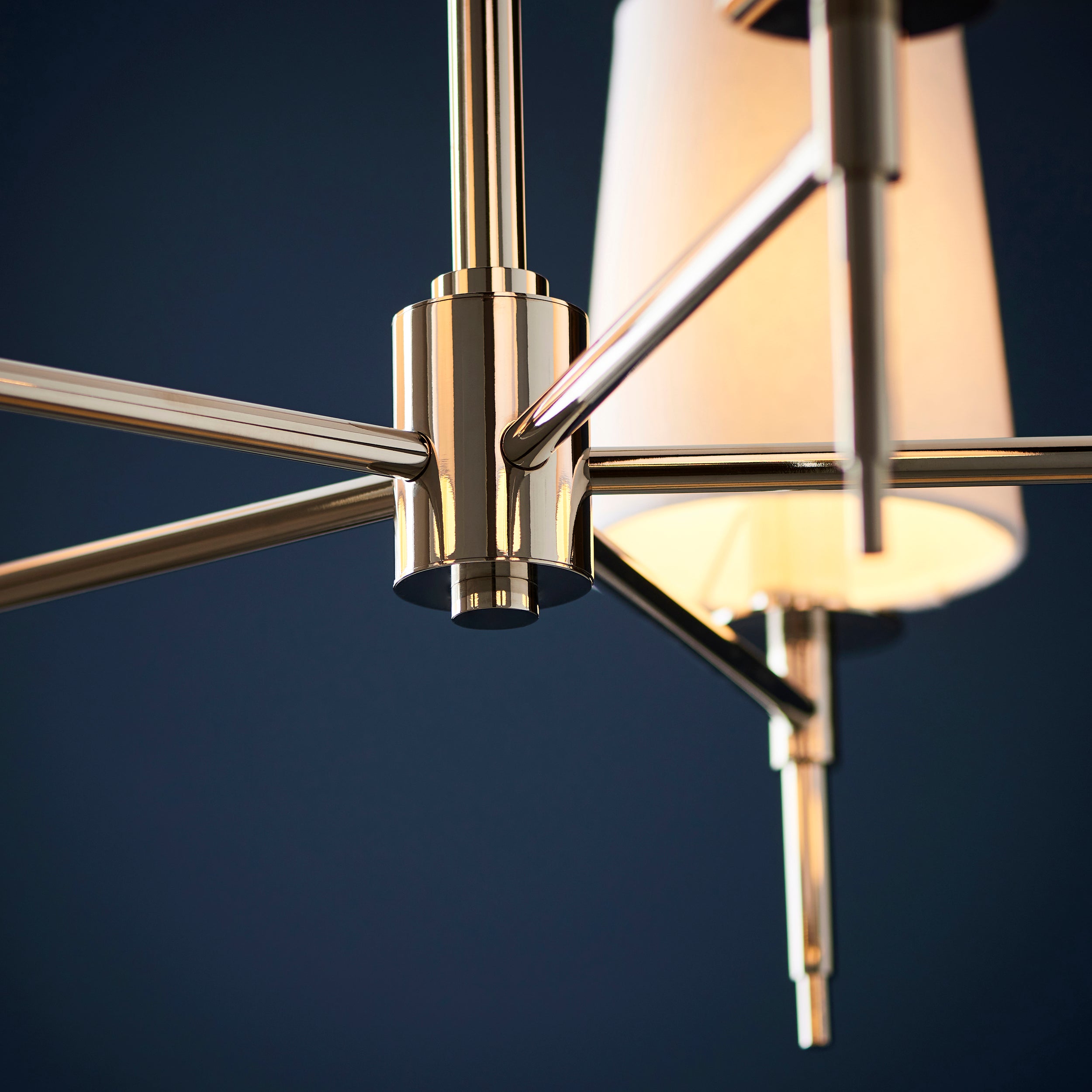 Utopia Eton 5 Light Multi Arm Pendant - Bright Nickel & Tapered Shades