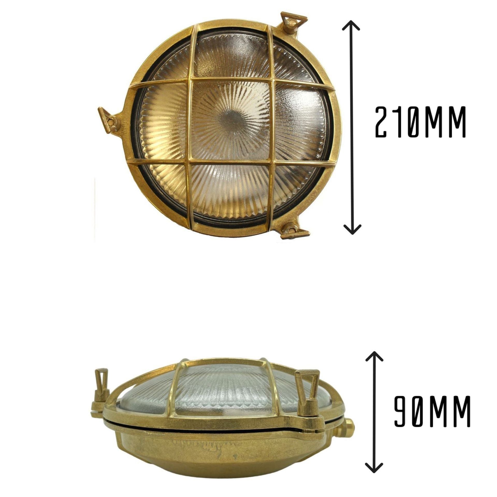 Navigator Small Porthole Bulkhead Wall Light - Raw Brass