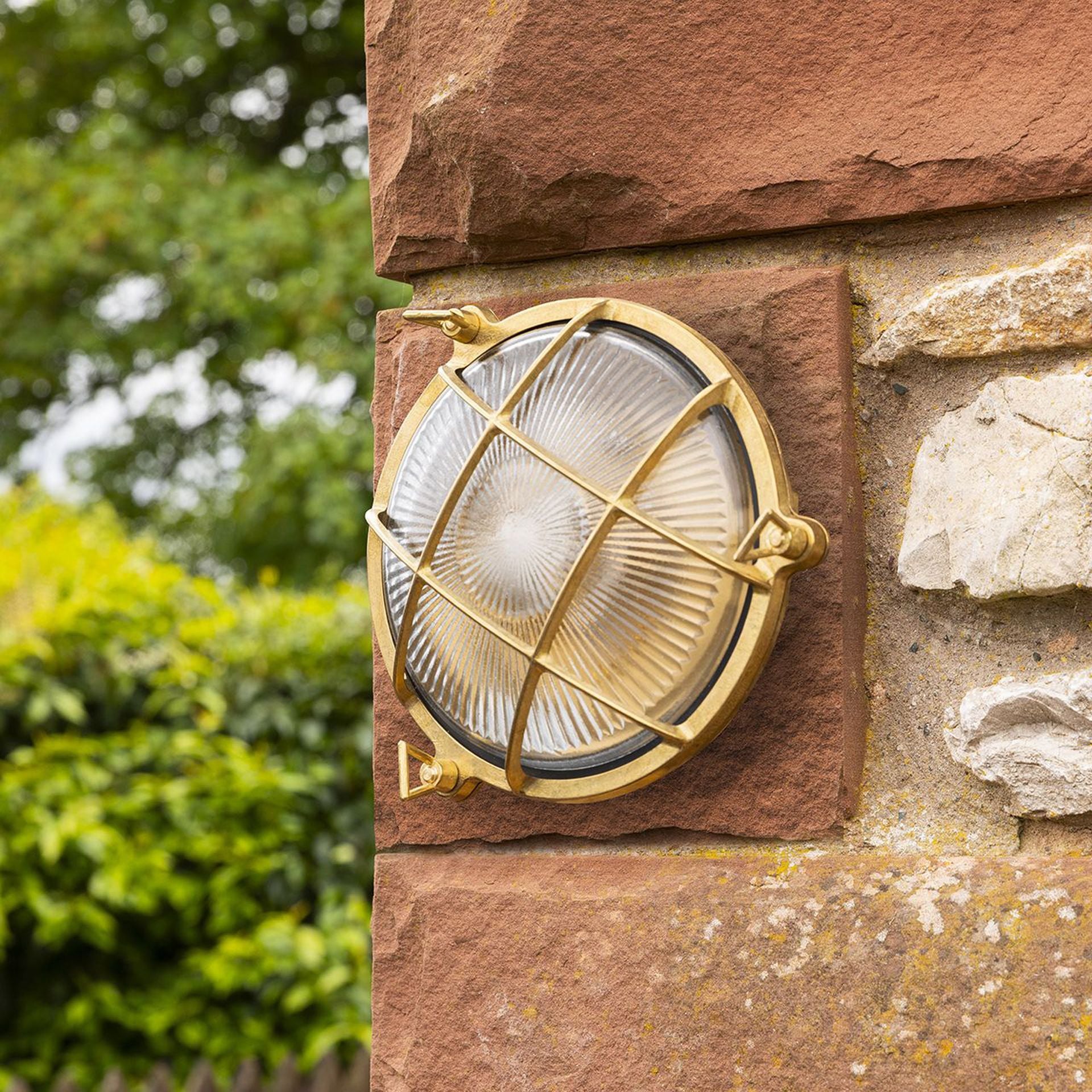 Navigator Small Porthole Bulkhead Wall Light - Raw Brass