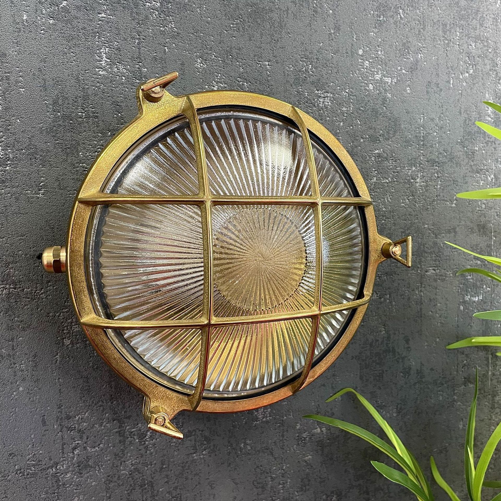 Navigator Large Porthole Bulkhead Wall Light - Raw Brass