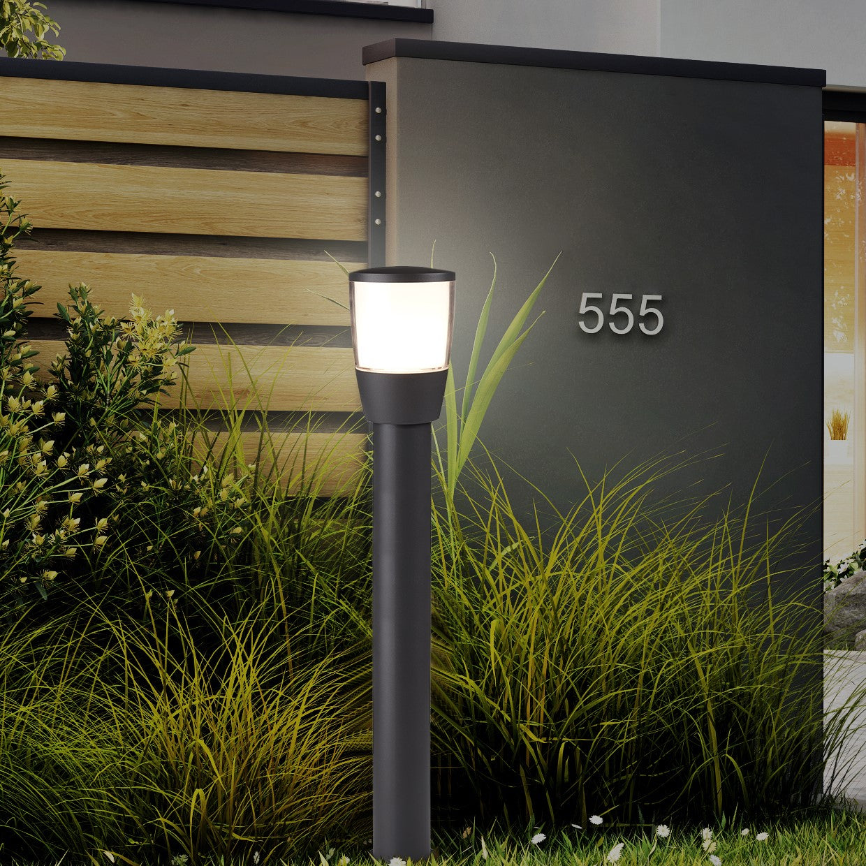 Searchlight Tees 900mm Outdoor Post - Grey & Polycarbonate