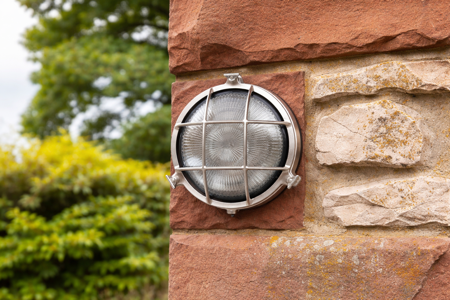 Navigator Small Porthole Bulkhead Wall Light - Satin Nickel