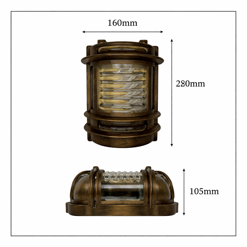 Navigator Cargo Wall Light - Antique Brass