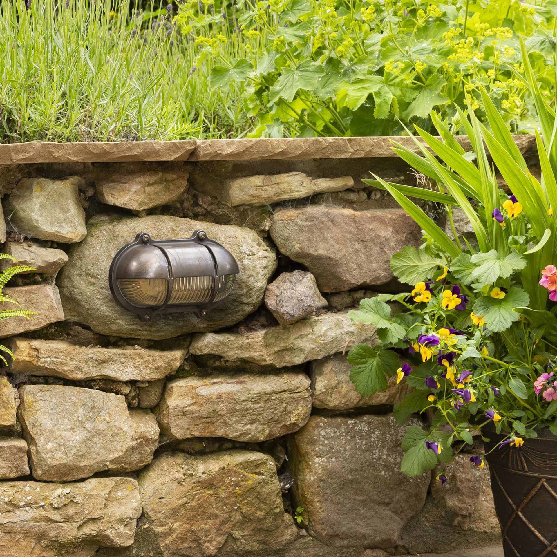 Navigator Decorative Eyelid Bulkhead Wall Light - Antique Brass