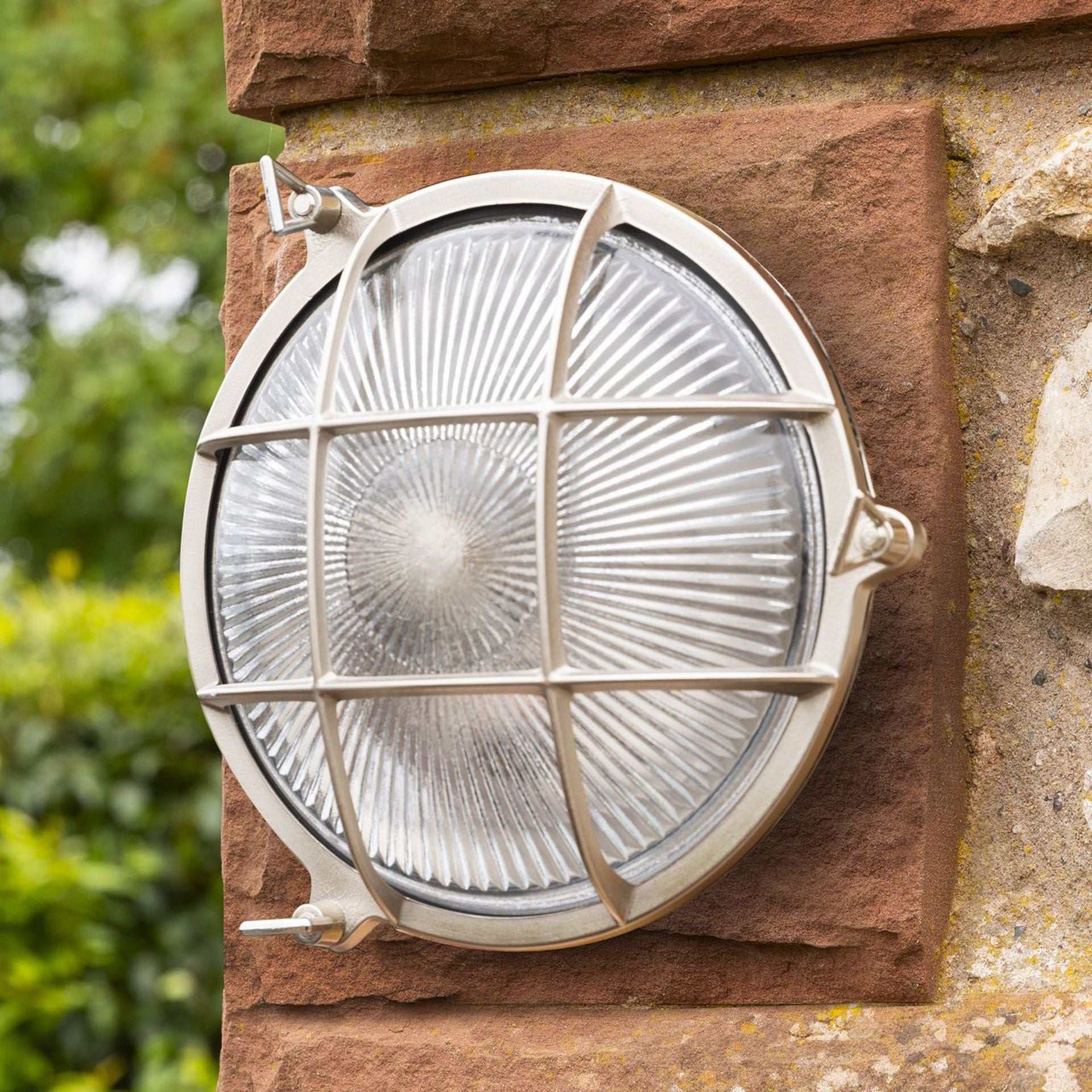 Navigator Large Porthole Bulkhead Wall Light - Satin Nickel