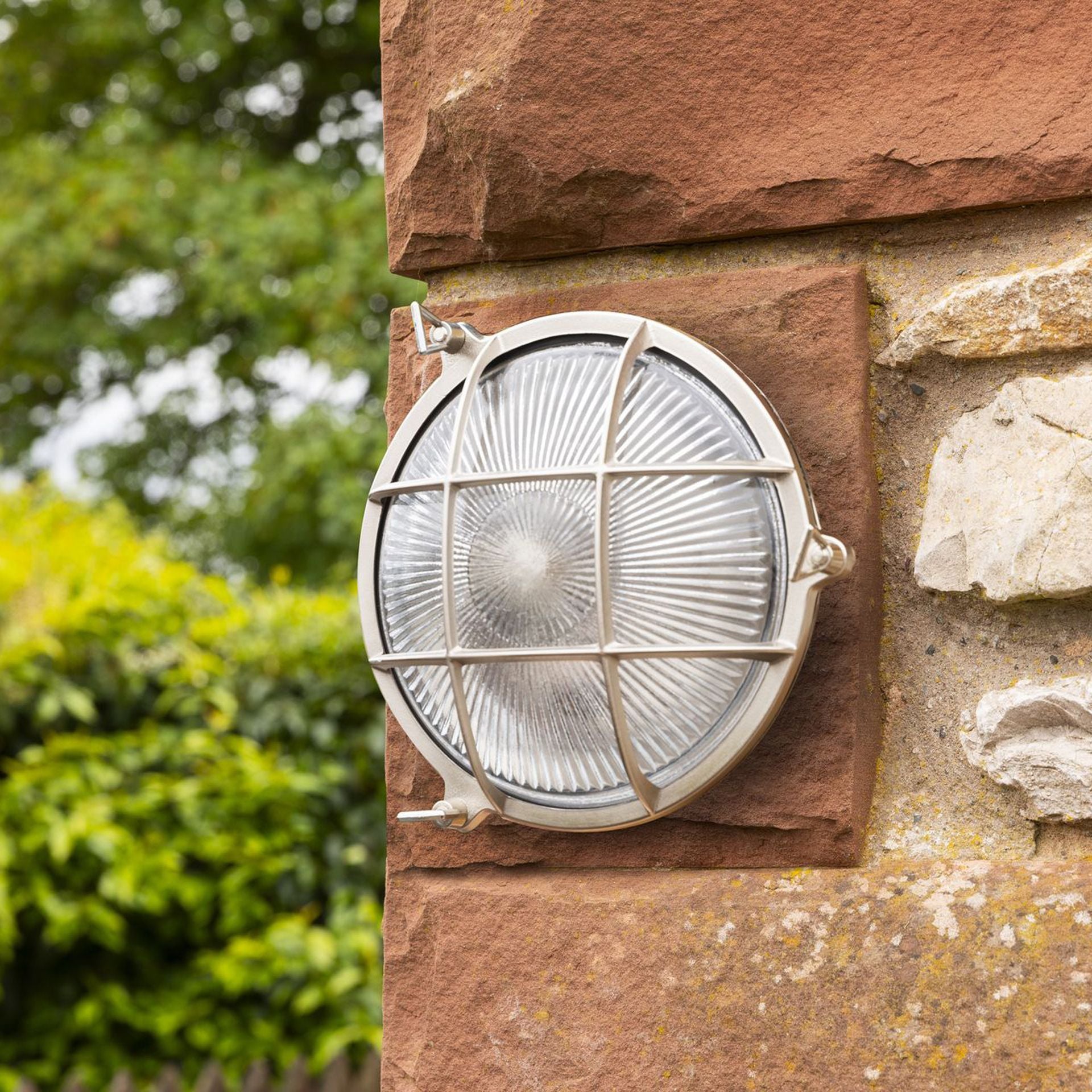 Navigator Large Porthole Bulkhead Wall Light - Satin Nickel