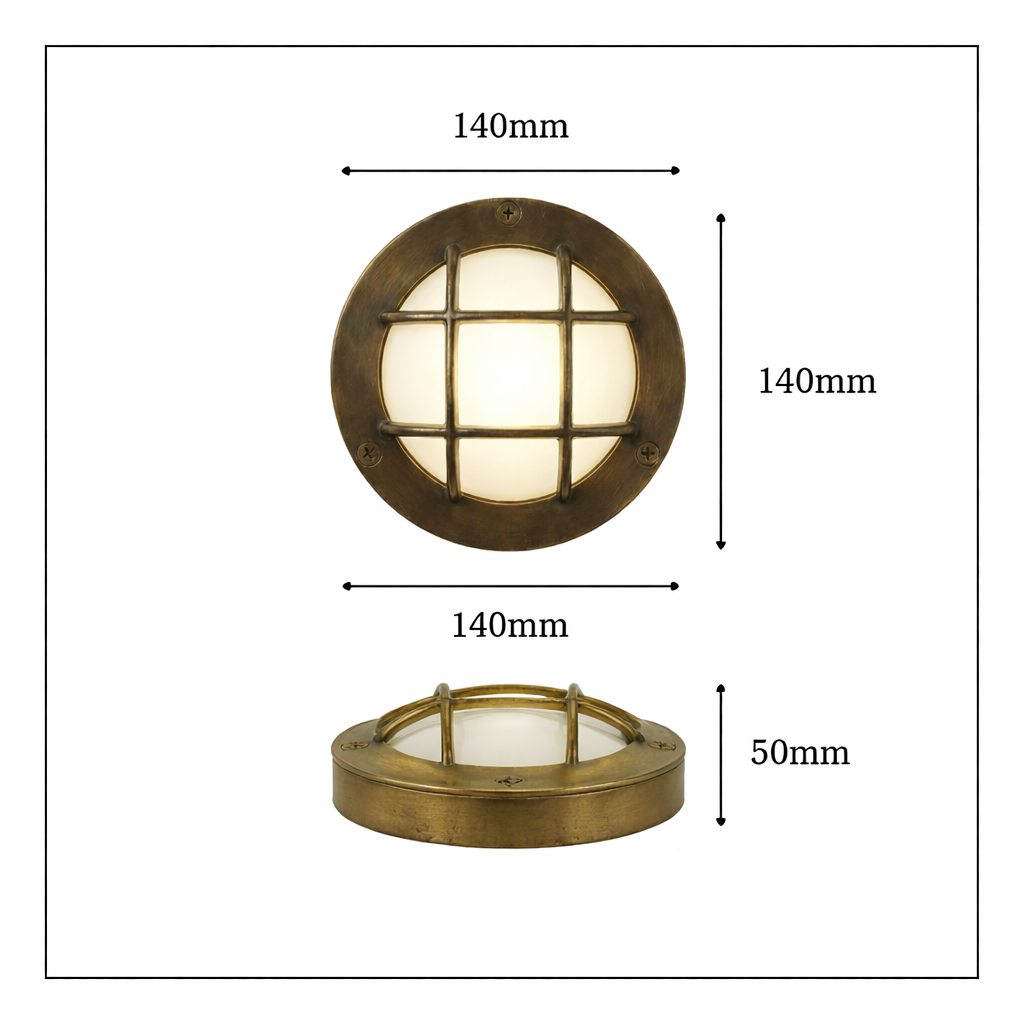 Navigator Marina Guard Circular Bulkhead Wall Light - Antique Brass