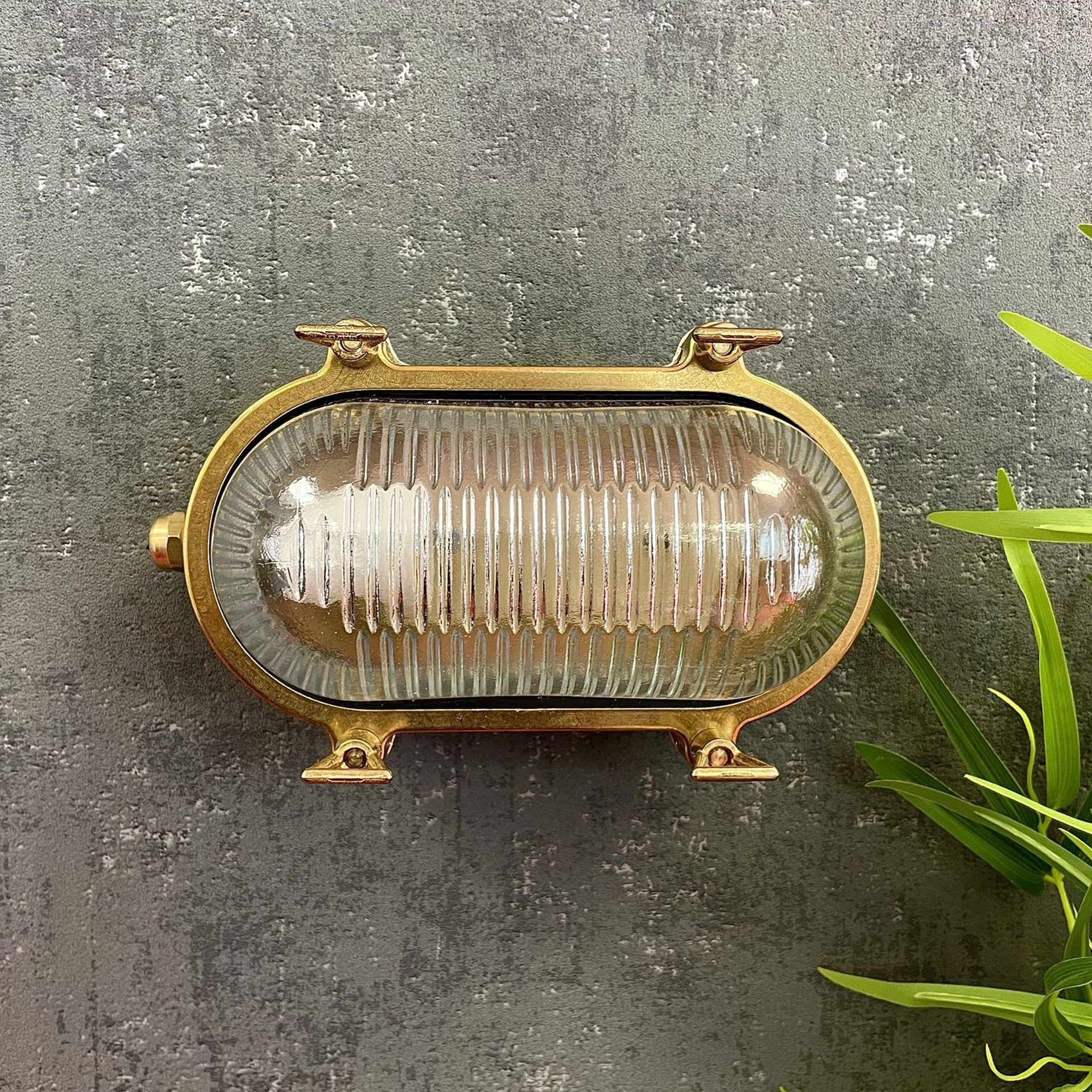 Navigator Small Standard Bulkhead Wall Light Plain - Raw Brass