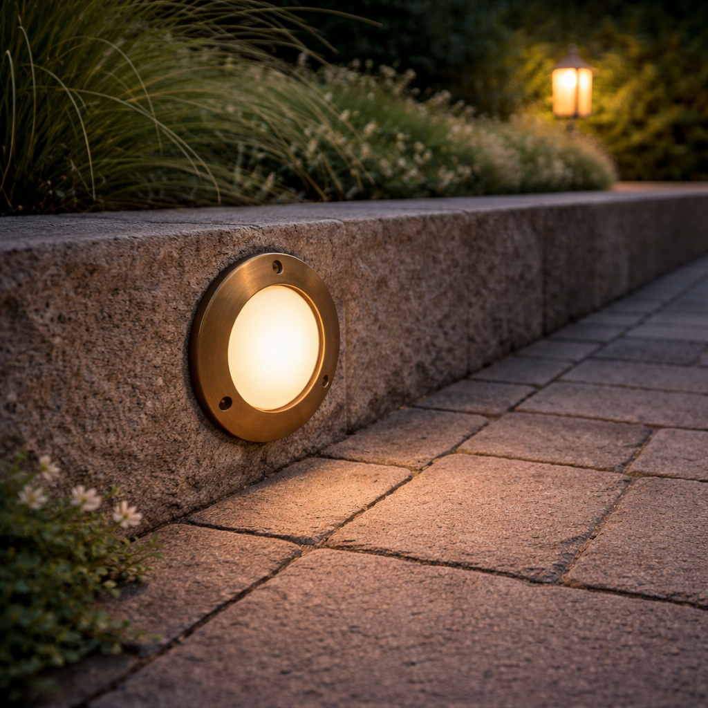 Navigator Compact Marina Circular Bulkhead Wall Light - Raw Brass