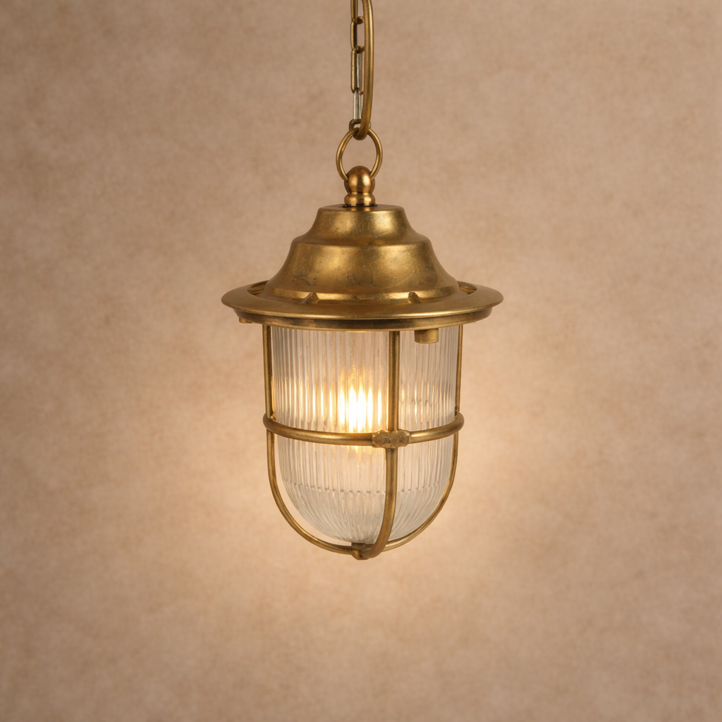 Navigator Hull Guard Pendant Lantern - Raw Brass