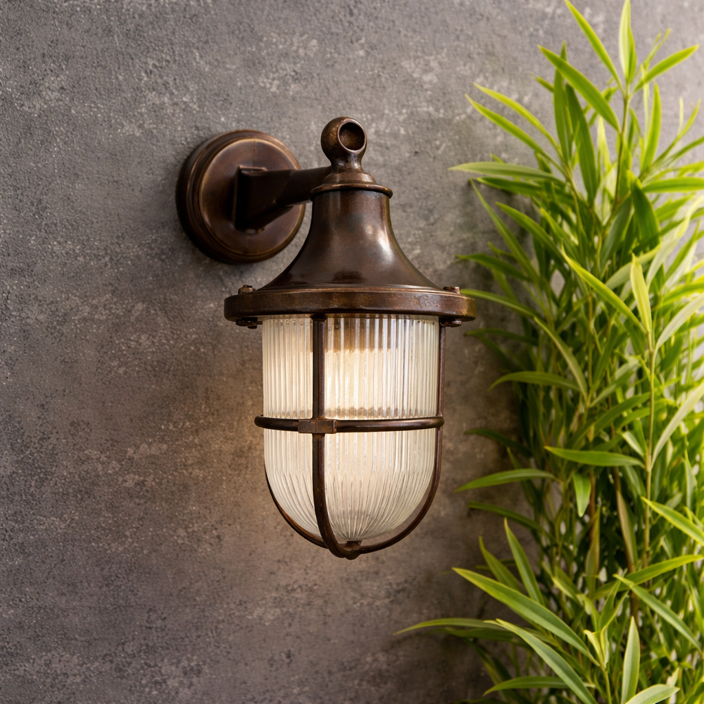 Navigator Tiller Wall Lantern - Antique Brass