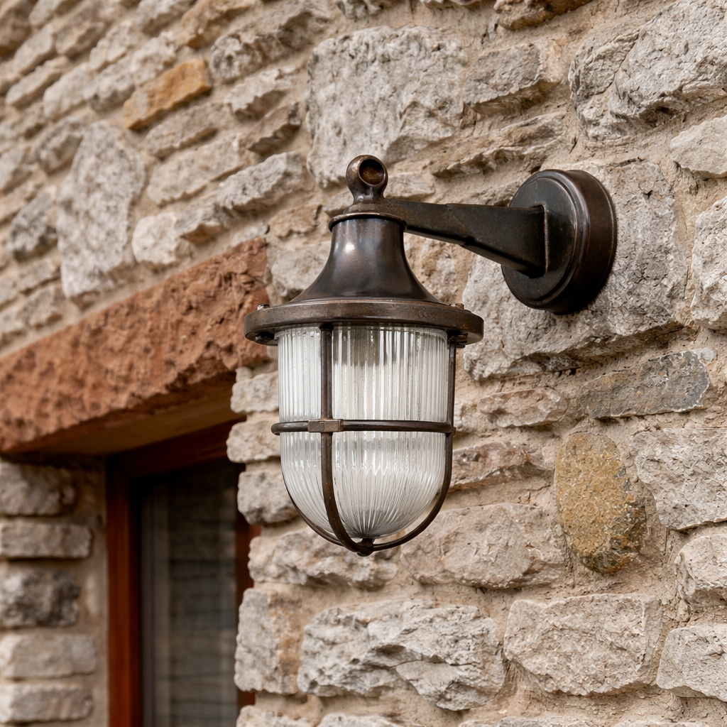 Navigator Tiller Wall Lantern - Antique Brass