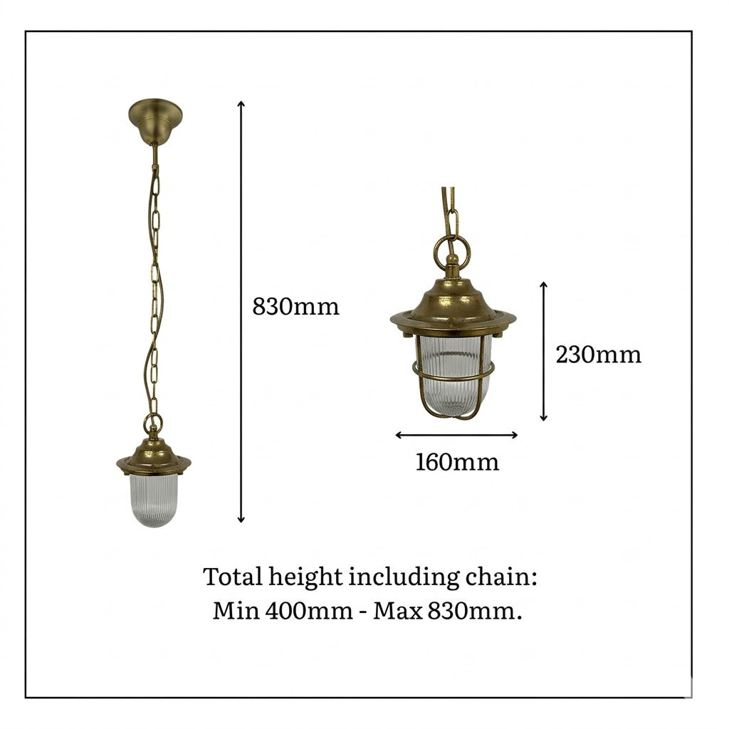 Navigator Hull Pendant Lantern - Raw Brass