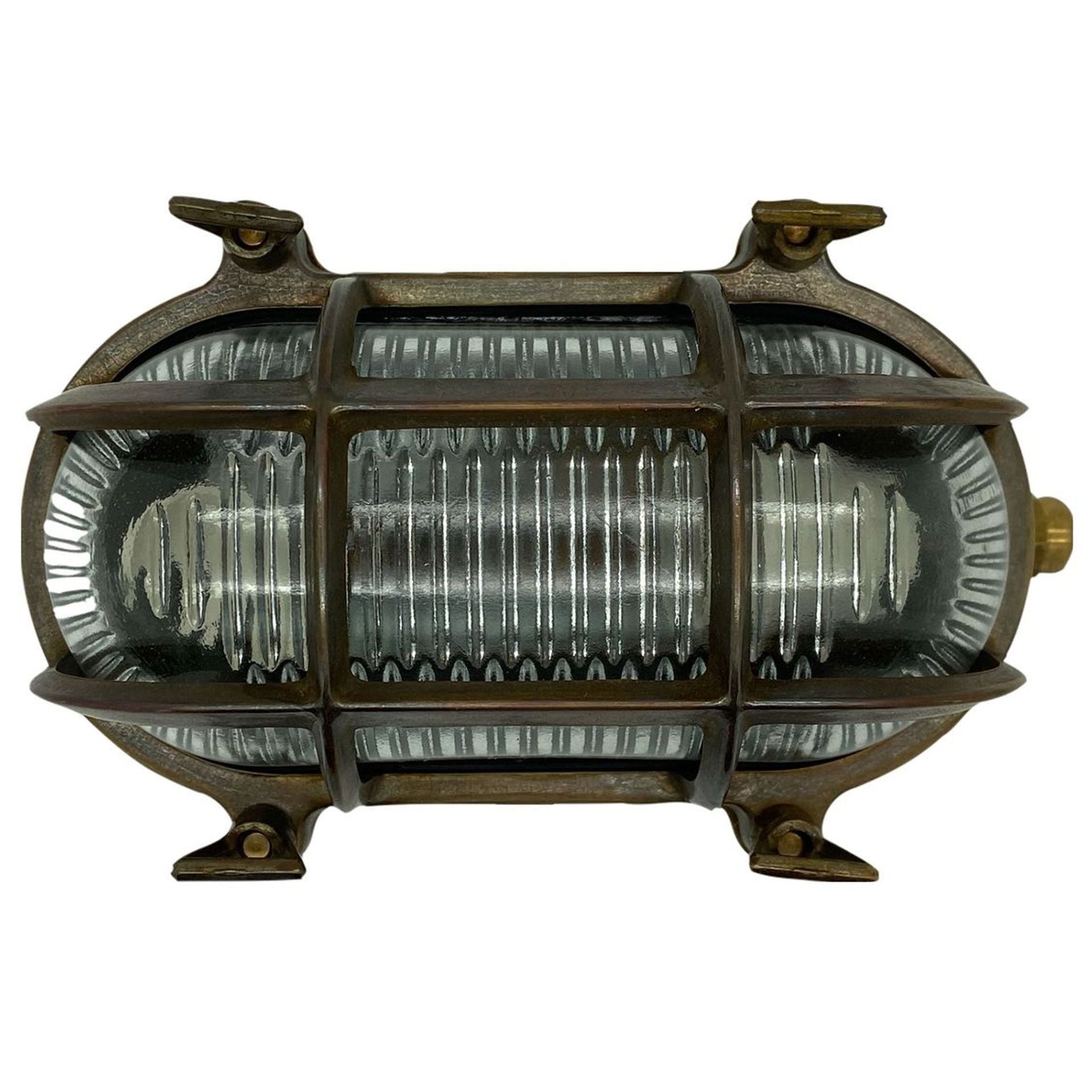 Navigator Small Standard Bulkhead Wall Light - Antique Brass