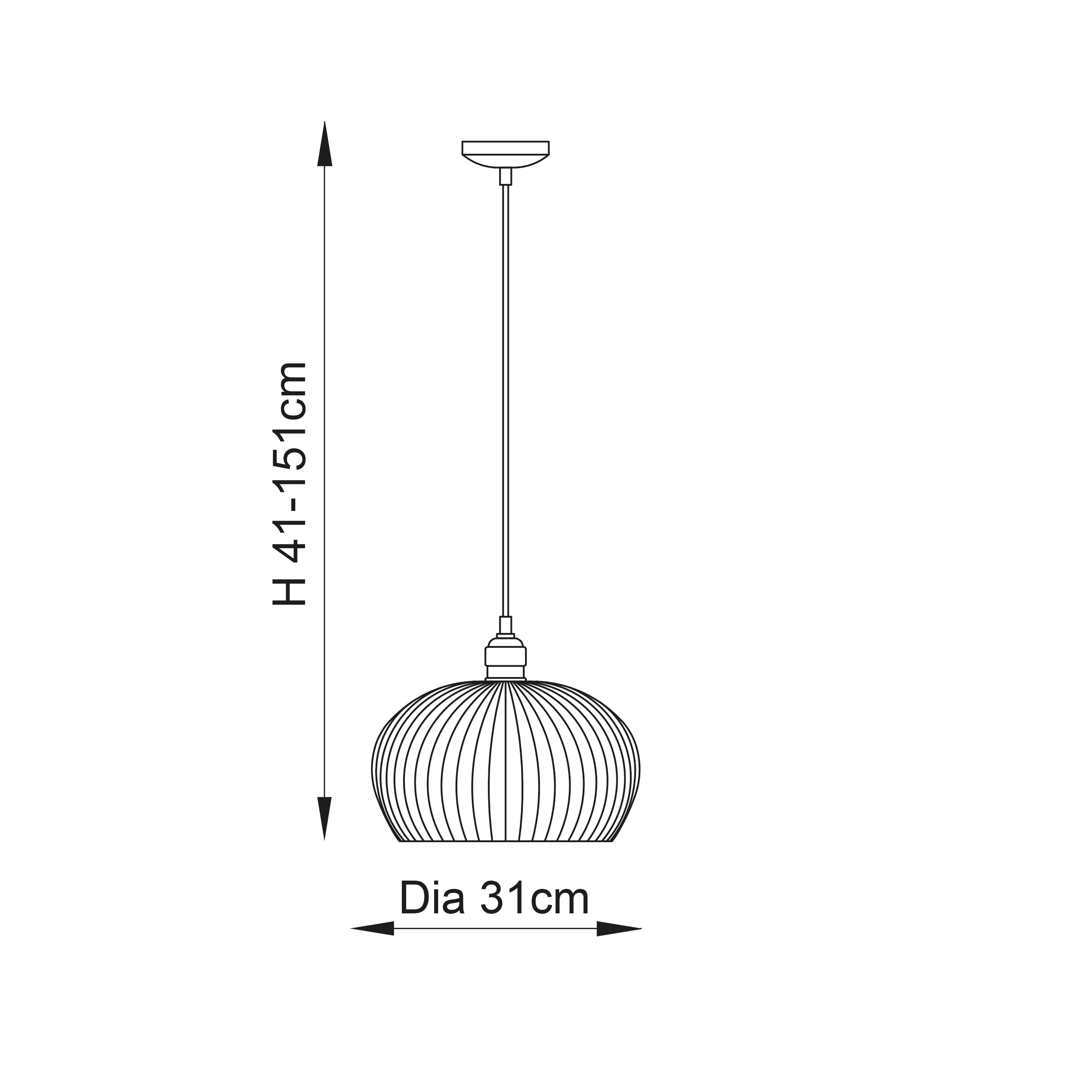 Utopia Finesse Medium Single Pendant - Bright Nickel Plate & Clear Ribbed Glass
