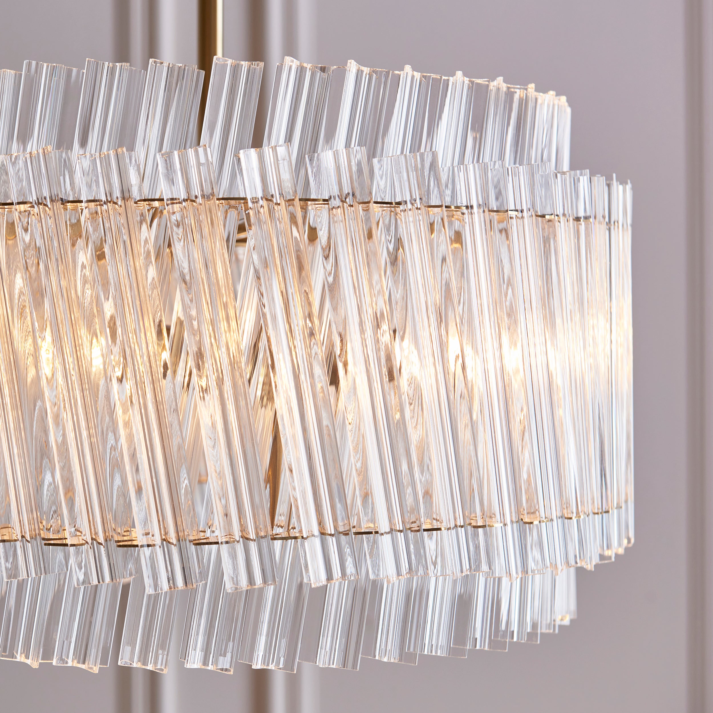 Utopia Lume 3 Light Ceiling Pendant - Brushed Aged Brass & Clear Glass