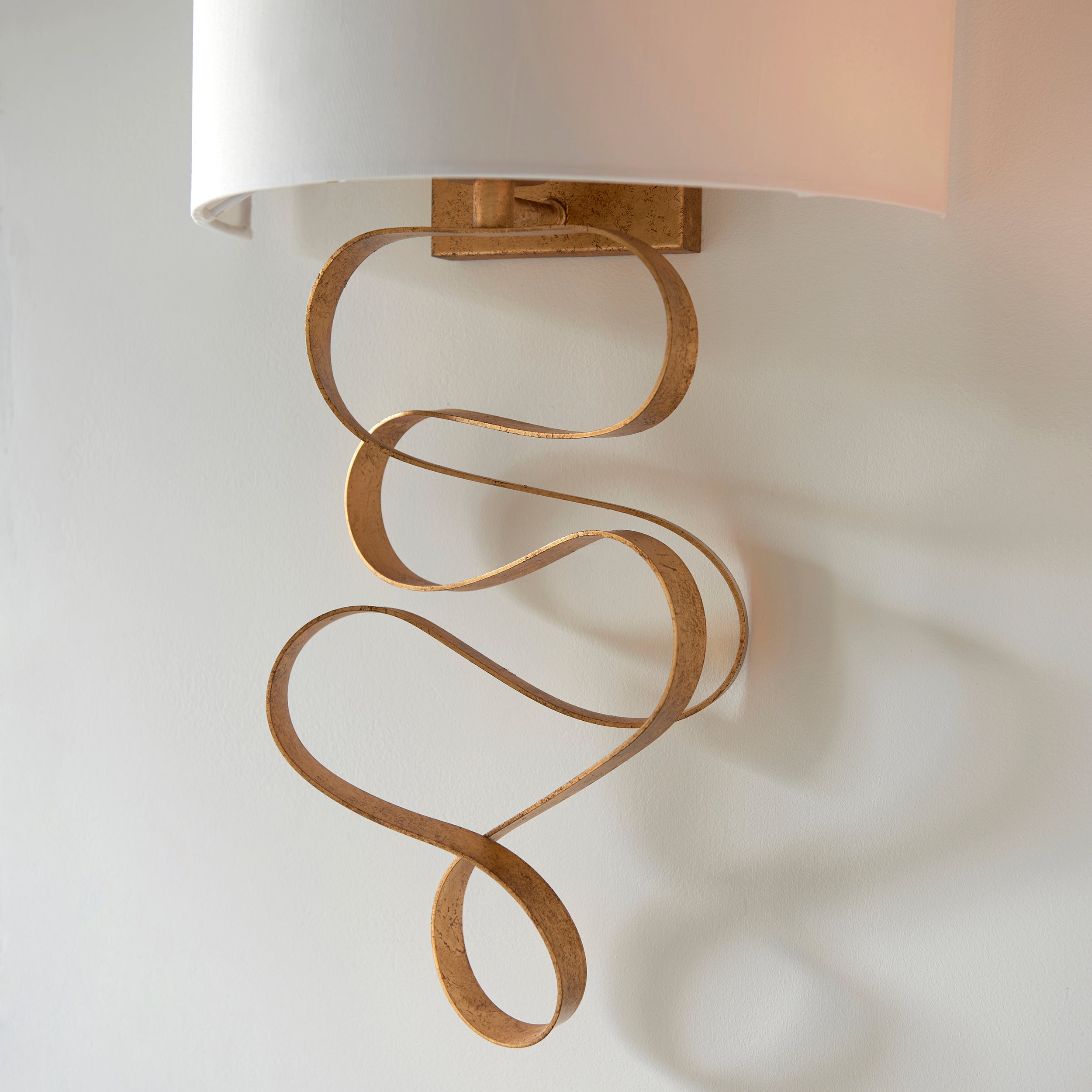Utopia Swirl Wall Light - Gold And Ivory Shade