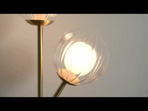 Utopia Matrix Round 2 Light Table Lamp - Satin Brass & Glass