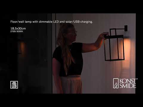 Konstsmide Portofino Solar Lantern with USB - Matt Black