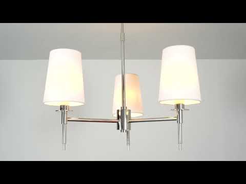 Utopia Eton 3 Light Multi Arm Pendant - Bright Nickel & Tapered Shades
