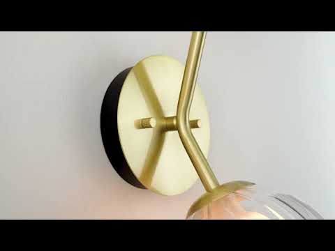Utopia Matrix Round 2 Light Wall Lamp - Satin Brass & Glass