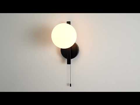 Utopia Linear Metal Wall Light - Black With White Globe