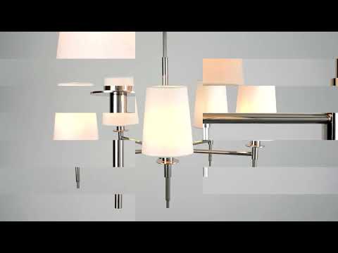Utopia Eton 5 Light Multi Arm Pendant - Bright Nickel & Tapered Shades